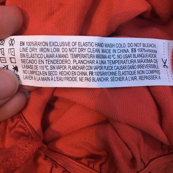 H&M Off the Shoulder Midriff Shirt in Terracotta, Women's S, Crop Top Cap Sleeve - Picture 6 of 7